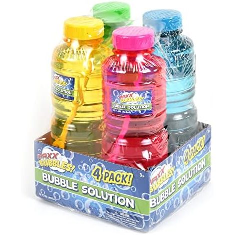 Maxx Bubbles 16 oz Bubble Solution, 4 Bottles in 4 Colors