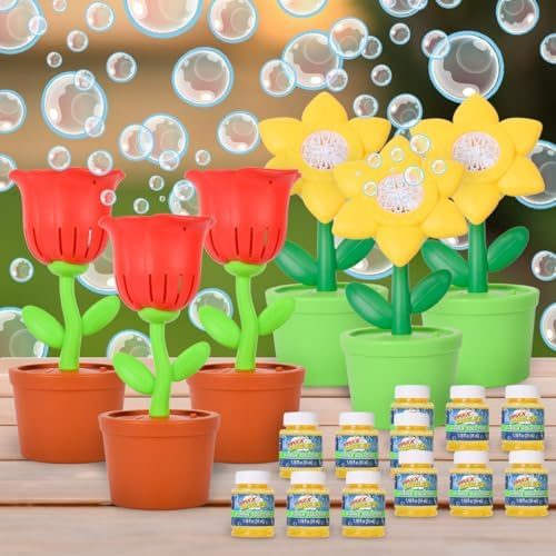 Maxx Bubbles Flower Bubble Machines, 6-Pack Party Set